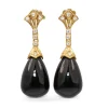 9ct Yellow Gold Onyx and Diamond Deco Style Earrings