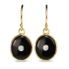 9ct Yellow Gold Onyx and Diamond Drop Earrings