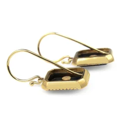 9ct Yellow Gold Onyx and Diamond Earrings