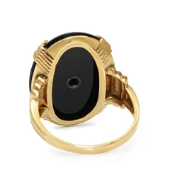14ct Yellow Gold Onyx and Diamond Art Deco Ring