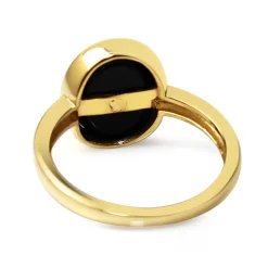 9ct Yellow Gold Onyx and Diamond Ring