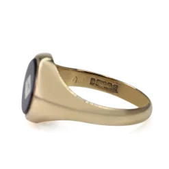 9ct Yellow Gold Onyx and Diamond Vintage Signet Ring