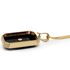 9ct Yellow Gold Onyx and Diamond Pendant / Enhancer