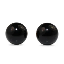 9ct Yellow Gold Onyx Ball Stud Earrings