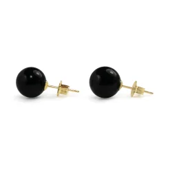 9ct Yellow Gold Onyx Ball Stud Earrings