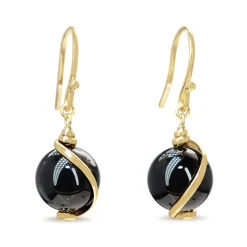 18ct Yellow Gold Onyx Drop Earrings