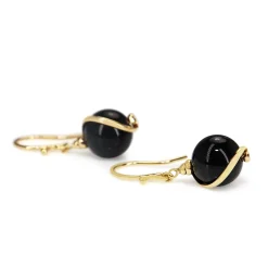 18ct Yellow Gold Onyx Drop Earrings