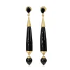 9ct Yellow Gold Onyx Long Drop Earrings
