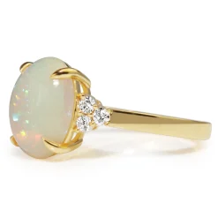 18ct Yellow Gold Opal and Diamond Ring
