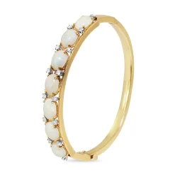 14ct Yellow Gold Opal and Diamond Bangle