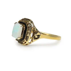 14ct Yellow Gold Opal and Enamel Vintage Ring