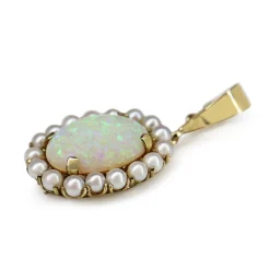 18ct Yellow Gold Opal and Pearl Enhancer Pendant