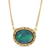 9ct Yellow Gold Opal and Rose Cut Diamond Necklace