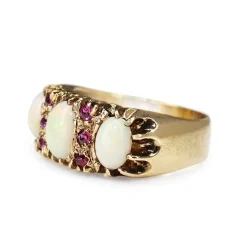 9ct Yellow Gold Opal and Ruby Antique Ring