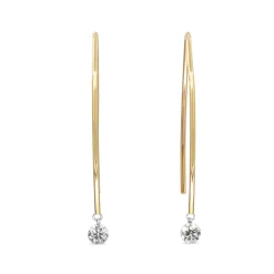 9ct Yellow Gold Open Hoop Floating Diamond Earrings