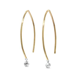 9ct Yellow Gold Open Hoop Floating Diamond Earrings
