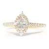 18ct Yellow Gold Oval and Pear Diamond Halo Ring