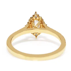 18ct Yellow Gold Oval and Pear Diamond Halo Ring