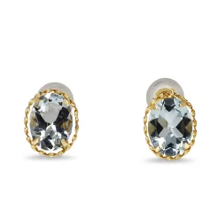18ct Yellow Gold Oval Aquamarine Stud Earrings