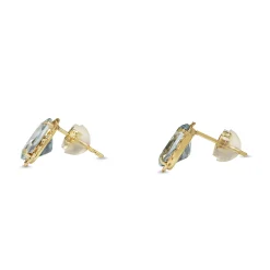 18ct Yellow Gold Oval Aquamarine Stud Earrings