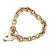 9ct Yellow Gold Oval Belcher Link Bracelet with Engraved Heart Padlock