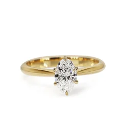 18ct Yellow Gold Oval Diamond Solitaire Ring