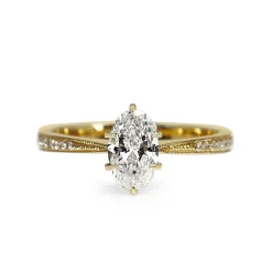 18ct Yellow Gold Oval Diamond Solitaire Ring