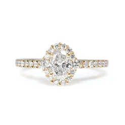 18ct Yellow Gold Oval Diamond Halo Ring