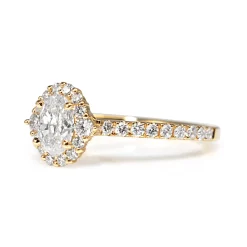 18ct Yellow Gold Oval Diamond Halo Ring