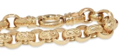 9ct Yellow Gold Oval Etched Belcher Link Bracelet with Bolt Clasp