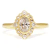 18ct Yellow Gold Oval Halo Diamond Ring