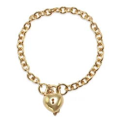9ct Yellow Gold Oval Open Link Bracelet with Puff Padlock Clasp