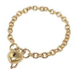9ct Yellow Gold Oval Open Link Bracelet with Puff Padlock Clasp