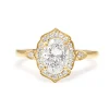 18ct Yellow Gold Oval Vintage Style Halo Ring