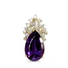 14ct Yellow Gold Pear Amethyst and Diamond Pendant