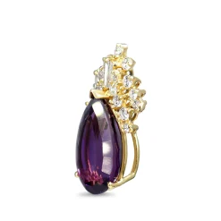 14ct Yellow Gold Pear Amethyst and Diamond Pendant