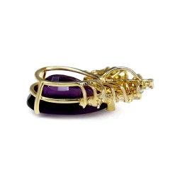 14ct Yellow Gold Pear Amethyst and Diamond Pendant