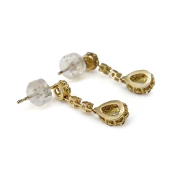 18ct Yellow Gold Pear Diamond Halo Drop Earrings