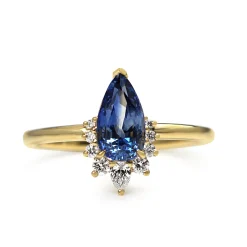18ct Yellow Gold Pear Sapphire Tiara Style Ring
