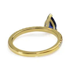 18ct Yellow Gold Pear Sapphire Solitaire Diamond Ring