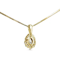 18ct Yellow Gold Pear Shaped Diamond Halo Necklace