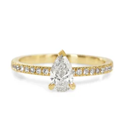18ct Yellow Gold Pear Solitaire Diamond Ring