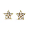 10ct Yellow Gold Pearl and Diamond Star Stud Earrings