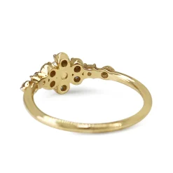 9ct Yellow Gold Pearl and Diamond Fine Daisy Style Ring