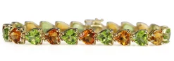 14ct Yellow Gold Peridot and Citrine Heart Bracelet