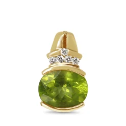 14ct Yellow Gold Peridot and Diamond Enhancer Pendant