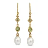 9ct Yellow Gold Peridot and Pearl Drop Earrings