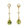 9ct Yellow Gold Peridot and Pearl Drop Earrings