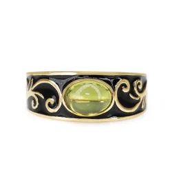 9ct Yellow Gold Peridot and Enamel Ring