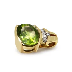 14ct Yellow Gold Peridot and Diamond Enhancer Pendant